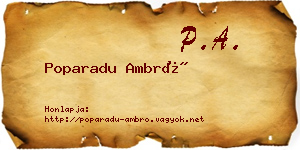 Poparadu Ambró névjegykártya